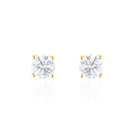 Boucles D'oreilles Puces 4 Griffes Or Jaune Diamant Synthetique - Clous d'oreilles Femme | Histoire d’Or