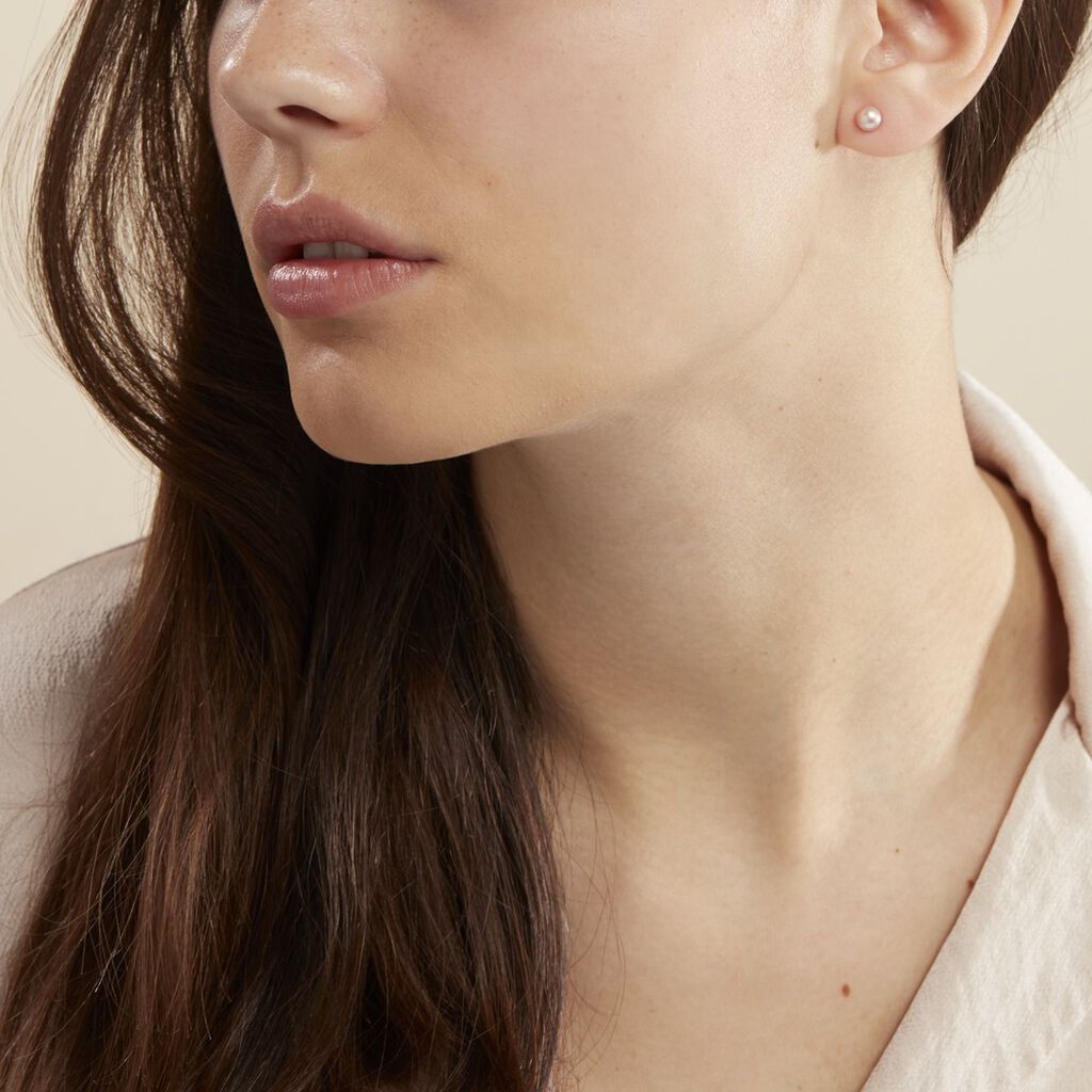 Boucles D'oreilles Puces Ursulina Or Jaune Perle De Culture - Clous d'oreilles Femme | Histoire d’Or