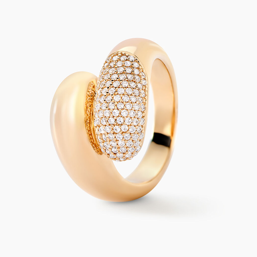 Bague Nelsie Plaqu&eacute; Or Dor&eacute; Oxyde De Zirconium - Bagues avec pierre Femme | Histoire d&rsquo;Or
