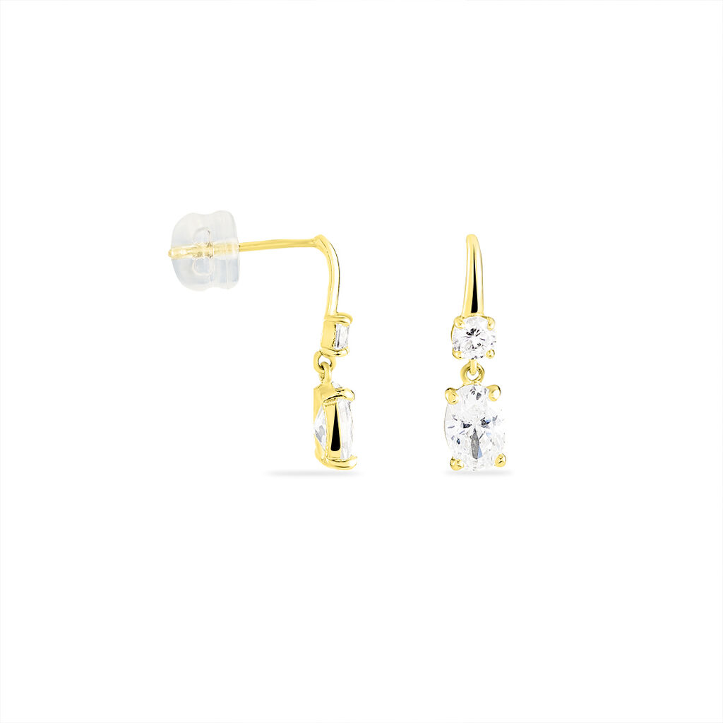 Boucles D'oreilles Pendantes Gulbeyaz Or Jaune Oxyde De Zirconium - Boucles d'oreilles pendantes Femme | Histoire d’Or