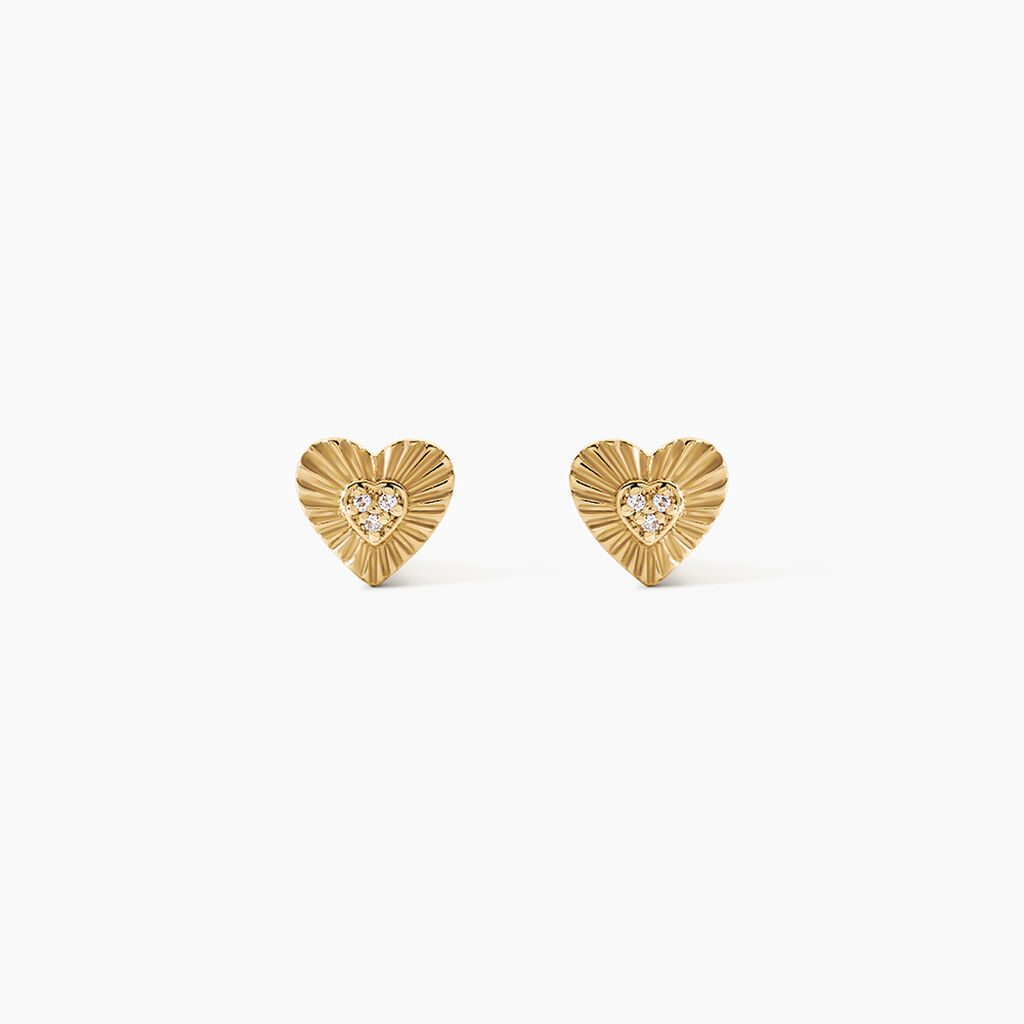 Boucles D'Oreilles Puces Pearl Argent Dor&eacute; A L'Or 750/1000 Oxyde De Zirconium - Boucles d'oreilles fantaisie Femme | Histoire d&rsquo;Or