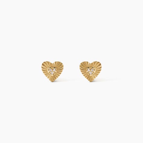 Boucles D'Oreilles Puces Pearl Argent Dor&eacute; A L'Or 750/1000 Oxyde De Zirconium - Boucles d'oreilles fantaisie Femme | Histoire d&rsquo;Or