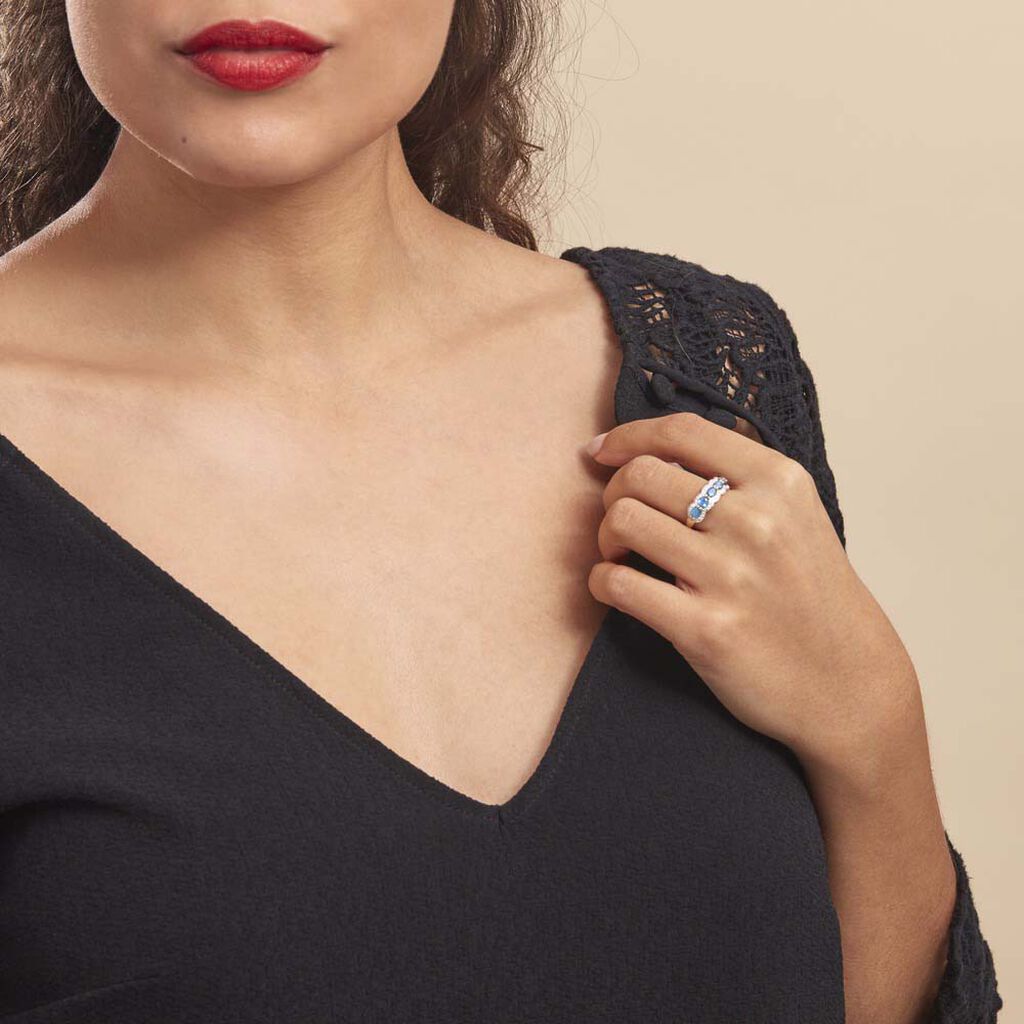 Bague Margaux Or Blanc Topaze Et Diamant - Bagues avec pierre Femme | Histoire d’Or