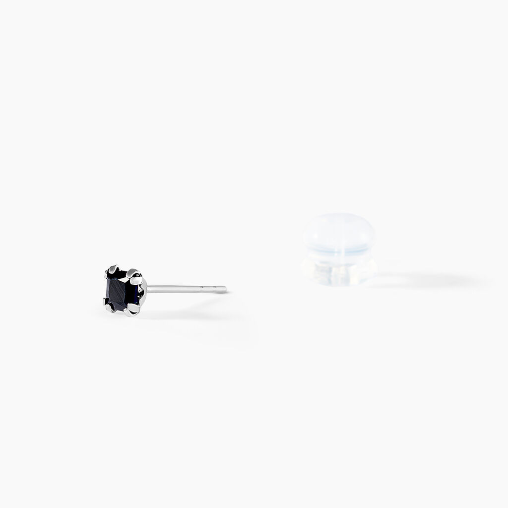 Boucles D'oreilles Puces Doreen Carre Or Blanc Oxyde De Zirconium - Clous d'oreilles Femme | Histoire d’Or