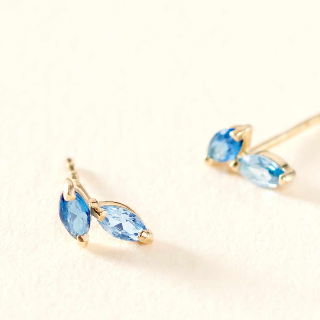 Boucles D'oreilles Puces Pelya Or Jaune Oxyde De Zirconium - Clous d'oreilles Femme | Histoire d’Or
