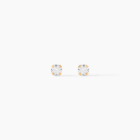 Boucles D'oreilles Puces Eddie Or Jaune Oxyde De Zirconium - Clous d'oreilles Femme | Histoire d&rsquo;Or