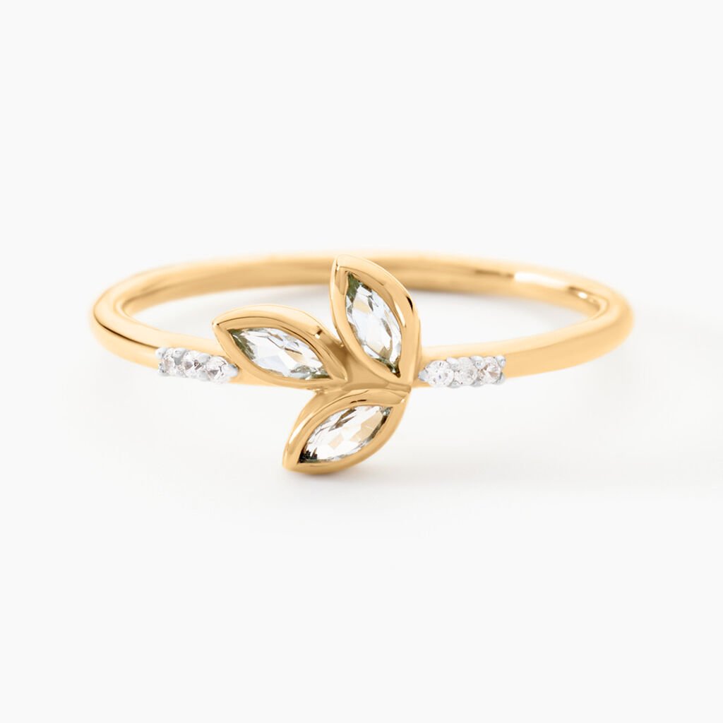 Bague Oc&eacute;an Or Jaune Topaze Oxyde De Zirconium - Bagues avec pierre Femme | Histoire d&rsquo;Or