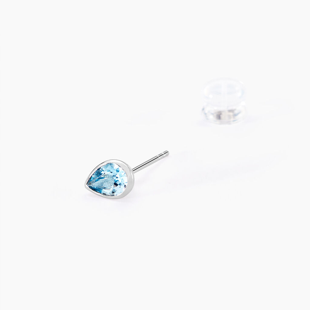 Boucles D'oreilles Puces Fassia Or Blanc Topaze - Clous d'oreilles Femme | Histoire d’Or