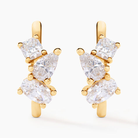 Créoles Shiny Garden Or Jaune Oxyde De Zirconium - Boucles d'oreilles créoles Femme | Histoire d’Or