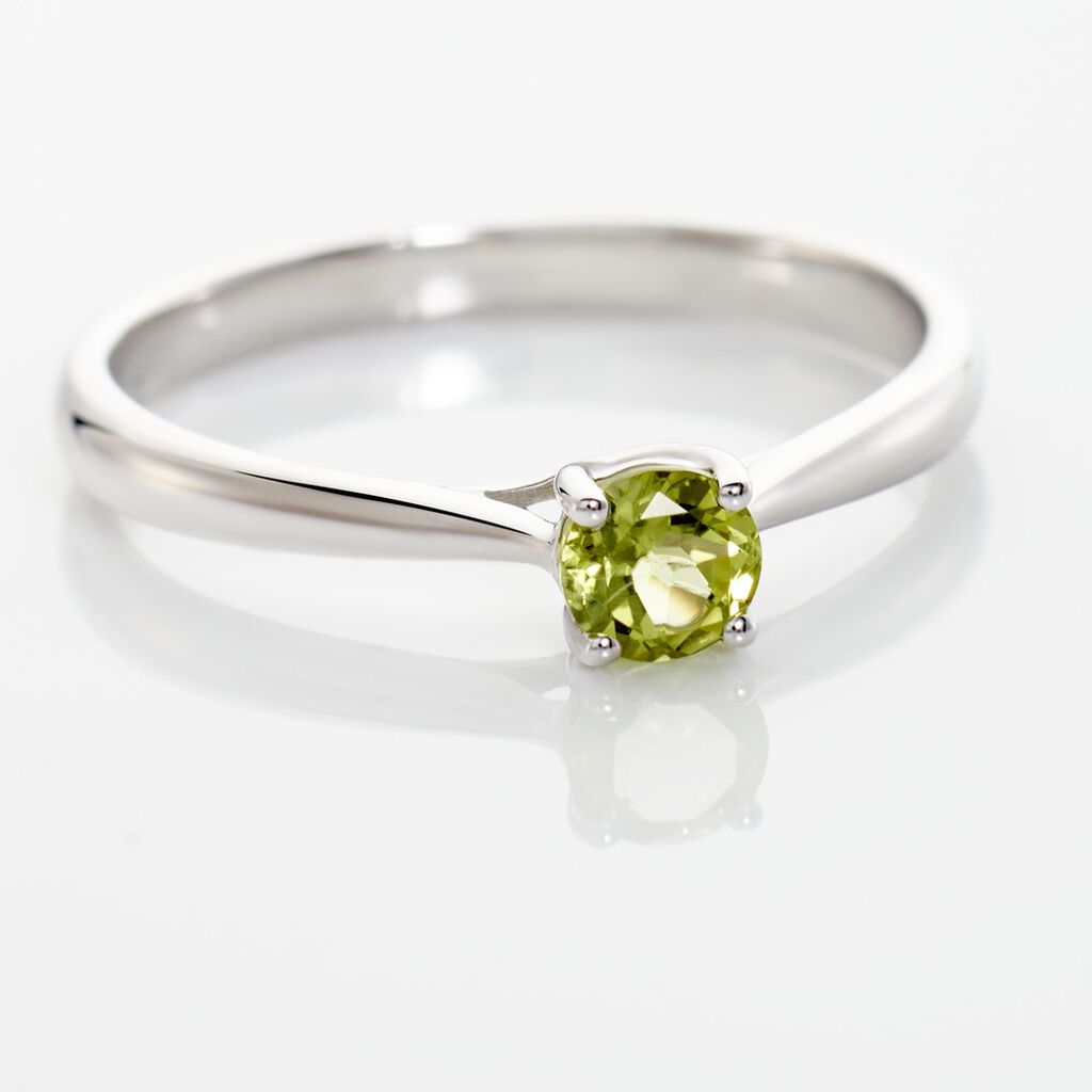 Bague Solitaire Fiona Or Blanc P&eacute;ridot - Bagues solitaires Femme | Histoire d&rsquo;Or