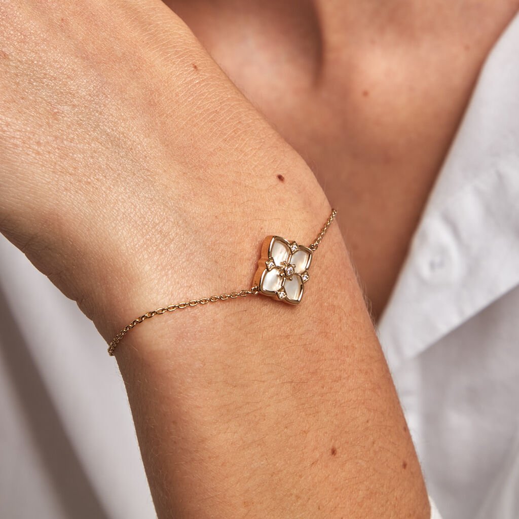Bracelet Cassian Plaque Or Doré Nacre Oxyde De Zirconium - Bracelets Femme | Histoire d’Or