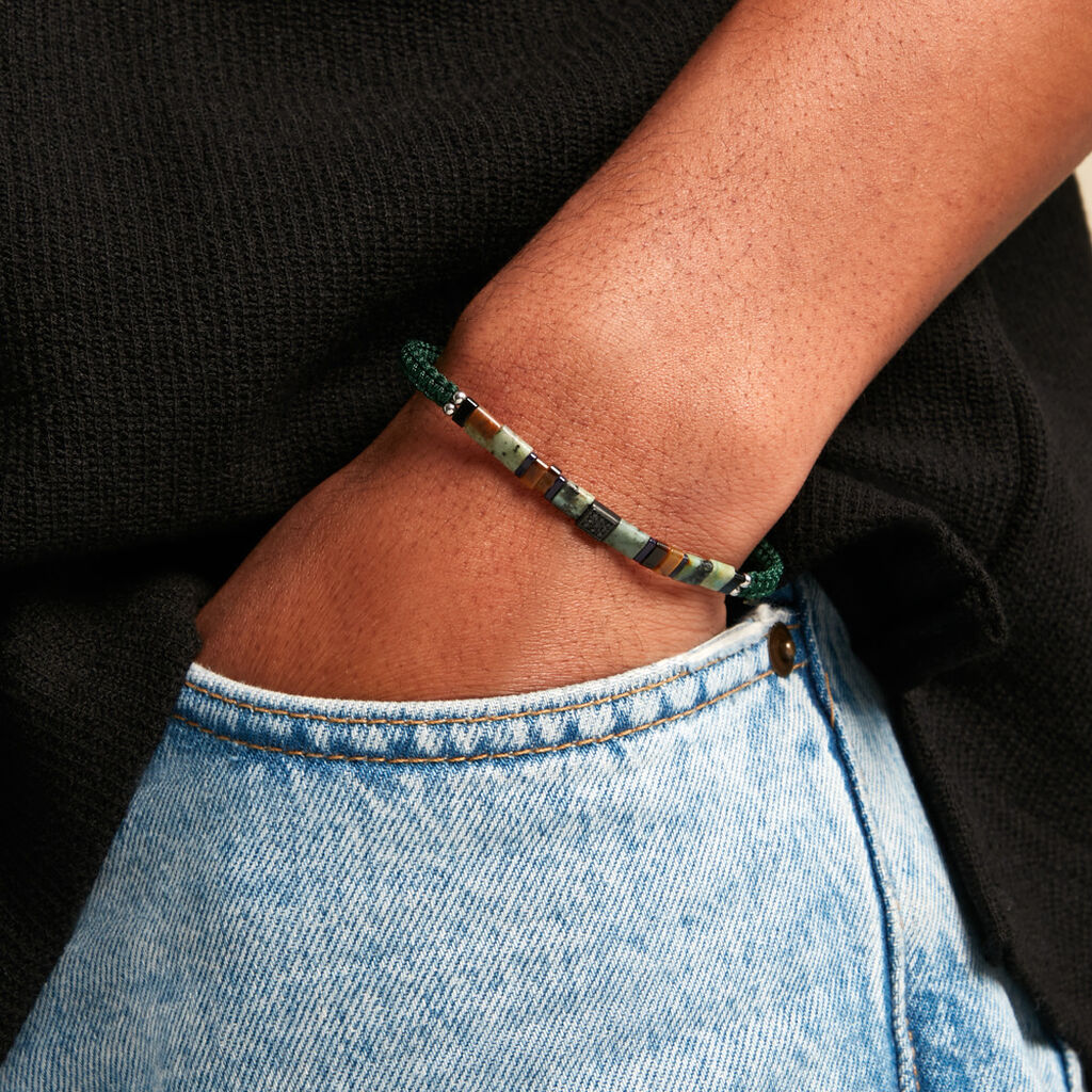 Bracelet Jourdan Aristodemos Acier Argent&eacute; - Bracelets cordon Homme | Histoire d&rsquo;Or