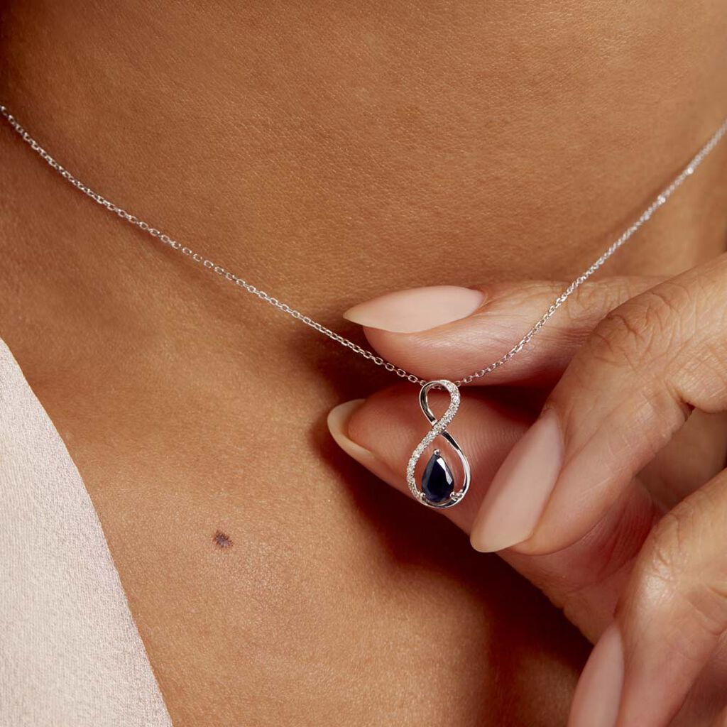 Collier Odessa Or Blanc Saphir Diamant - Colliers Femme | Histoire d’Or