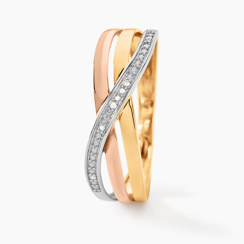 Bague Cramitia Or Tricolore Diamant - Bagues avec pierre Femme | Histoire d’Or