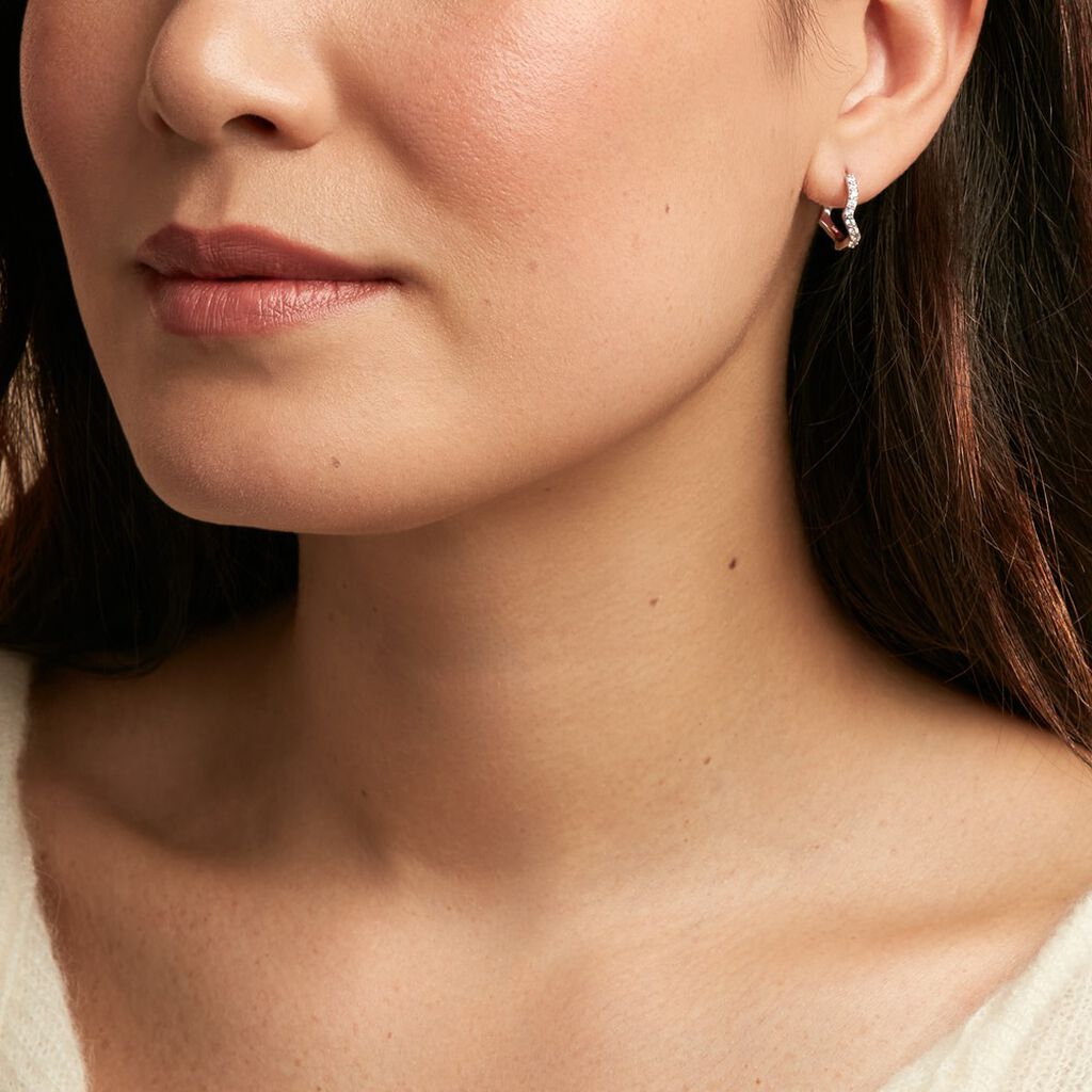 Créoles Kaylin Argent Blanc Oxyde De Zirconium - Boucles d'oreilles créoles Femme | Histoire d’Or