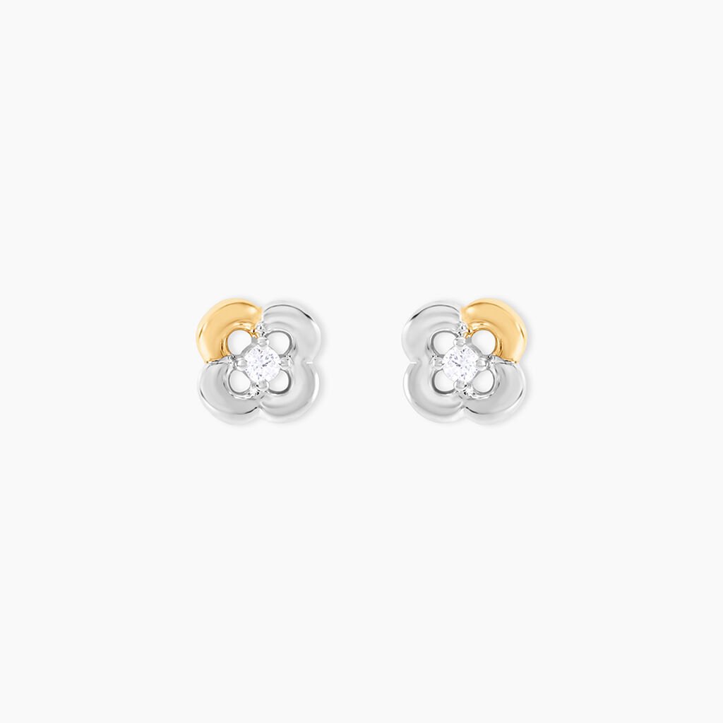 Boucles D'Oreilles Puces Or Jaune Oxyde De Zirconium - Clous d'oreilles Femme | Histoire d’Or