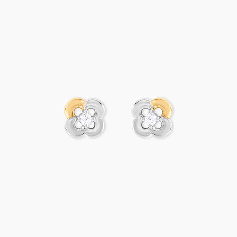 Boucles D'Oreilles Puces Or Jaune Oxyde De Zirconium - Clous d'oreilles Femme | Histoire d’Or