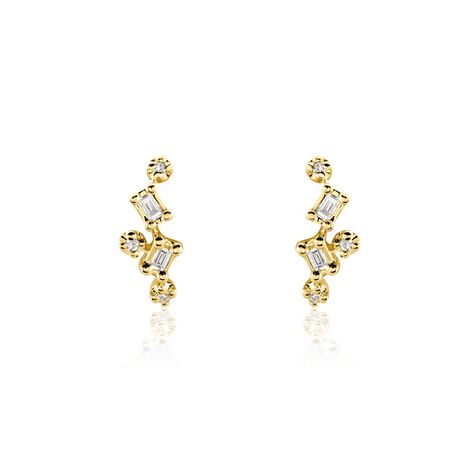Boucles D'oreilles Puces Joy Or Jaune Diamant - Clous d'oreilles Femme | Histoire d&rsquo;Or