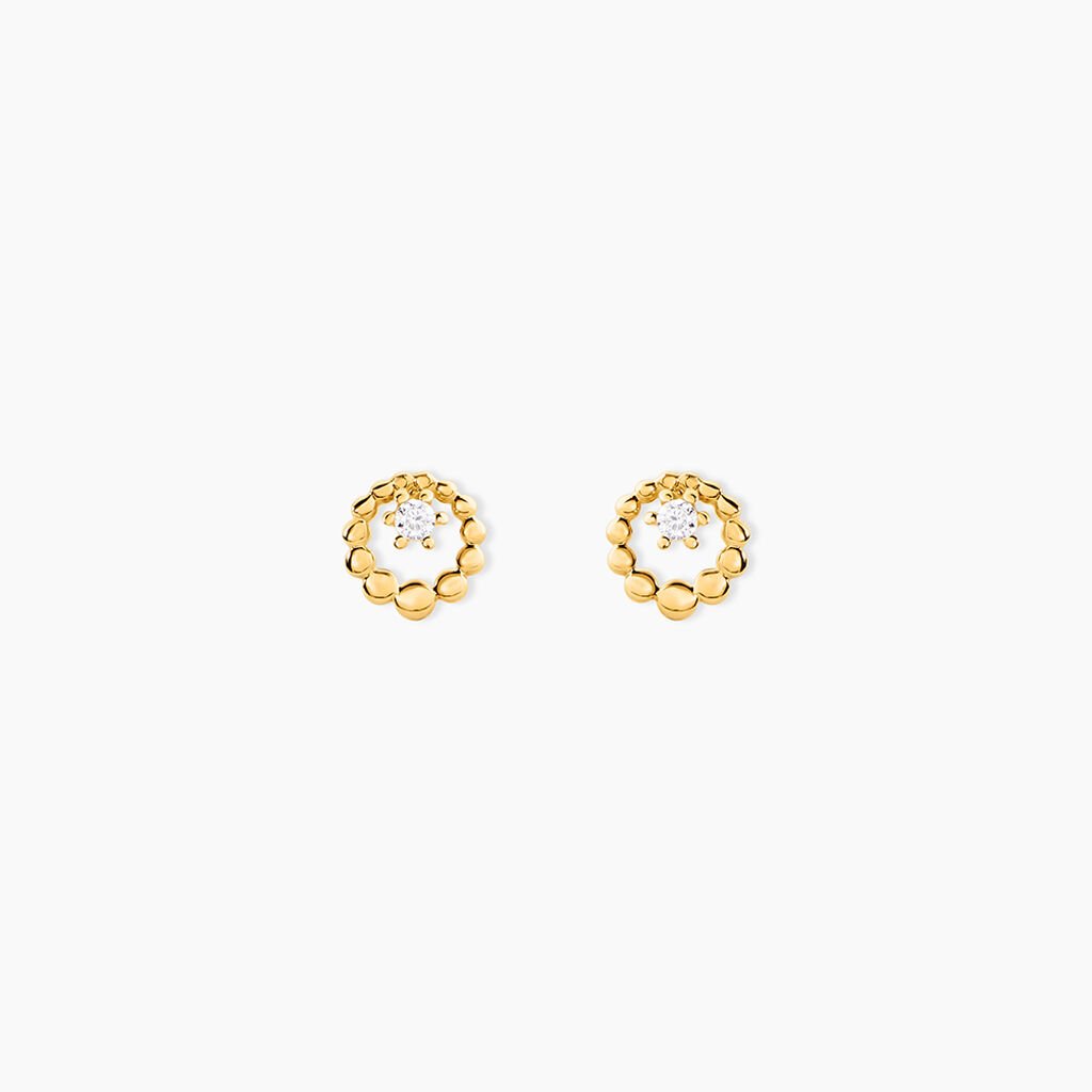 Boucles D'Oreilles Puces Mette Or Jaune Oxyde De Zirconium - Clous d'oreilles Femme | Histoire d&rsquo;Or