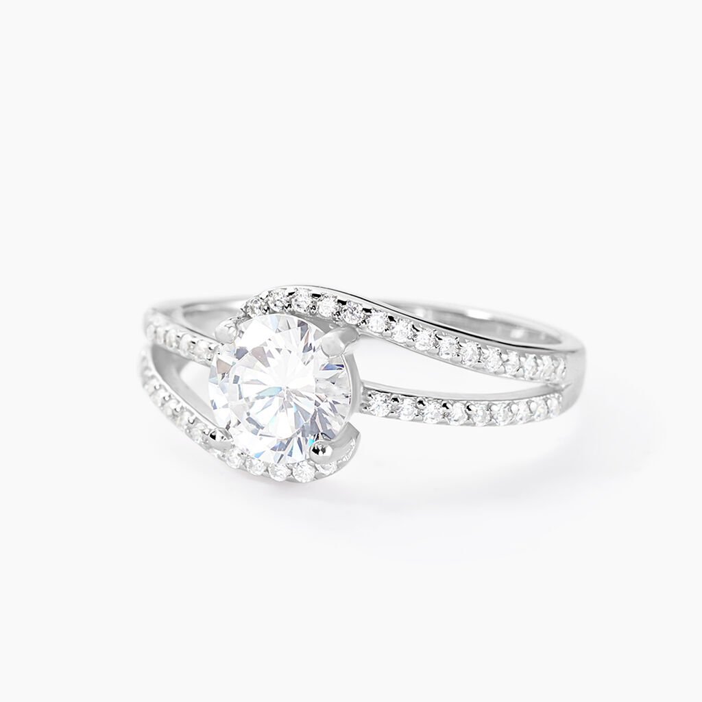 Bague Solitaire Maggy Argent Blanc Oxyde De Zirconium - Bagues solitaires Femme | Histoire d&rsquo;Or
