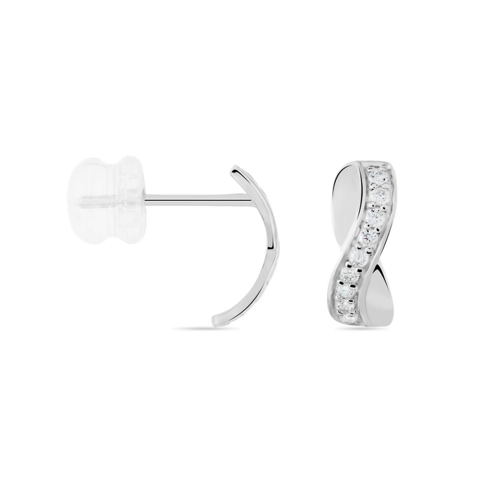 Boucles D'oreilles Puces Izefia Or Blanc Oxyde De Zirconium - Clous d'oreilles Femme | Histoire d’Or