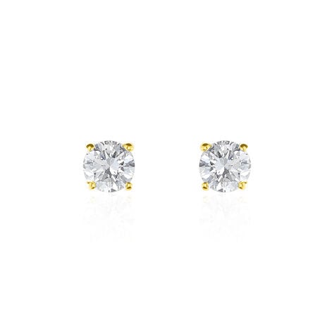 Boucles D'oreilles Puces 4 Griffes Or Jaune Diamant Synthetique - Clous d'oreilles Femme | Histoire d&rsquo;Or