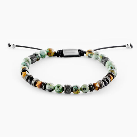 Bracelet Jourdan Archimedes Acier Argenté Oeil De Tigre Turquoise - Nouveautés bijoux Homme | Histoire d’Or