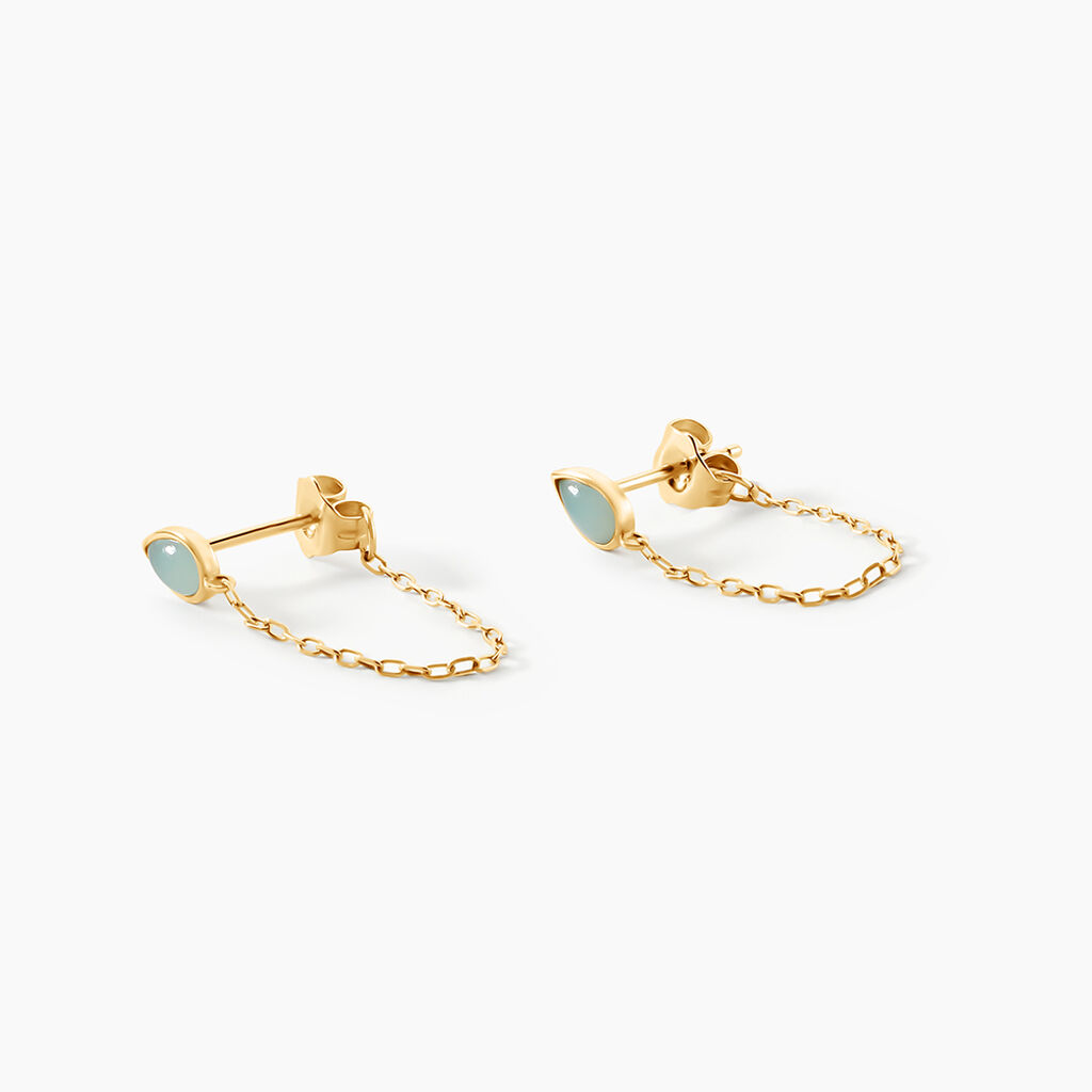 Boucles D'Oreilles Pendantes Ond&eacute;e Or Jaune Amazonite - Boucles d'oreilles pendantes Femme | Histoire d&rsquo;Or