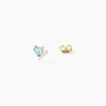 Boucles D'Oreilles Puces Eva Argent Dor&eacute; A L'Or 750/1000 Topaze Oxyde De Zirconium - Clous d'oreilles Femme | Histoire d&rsquo;Or
