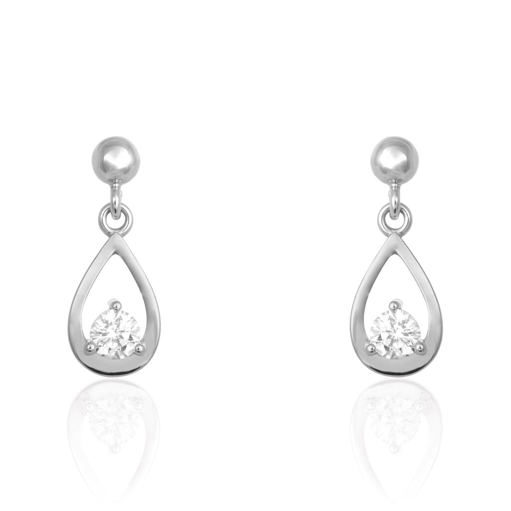 Boucles D'oreilles Puces Bethilda Argent Blanc Oxyde De Zirconium - Boucles d'oreilles fantaisie Femme | Histoire d’Or