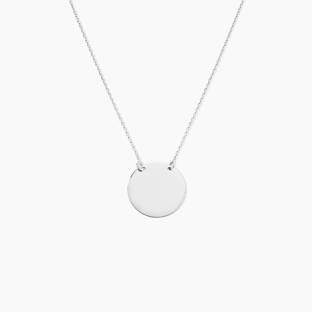 Collier Leana Pastille Gravable Or Blanc - Cadeaux de naissance Enfant | Histoire d&rsquo;Or