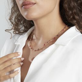 Collier Ilvaae Plaqué Or Pierre De Synthèse Rose - Colliers Femme | Histoire d’Or