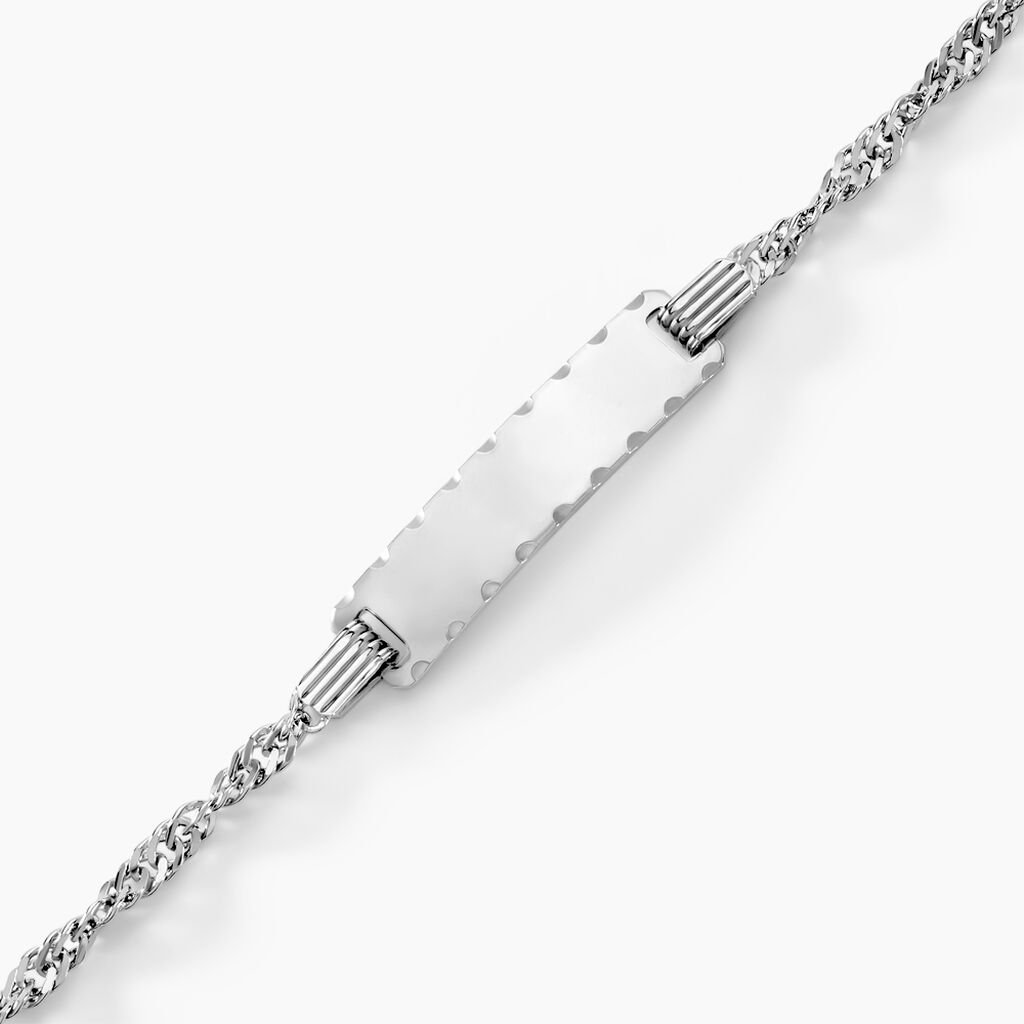 Bracelet Identit&eacute; Halia Argent Blanc - Gourmettes Famille | Histoire d&rsquo;Or