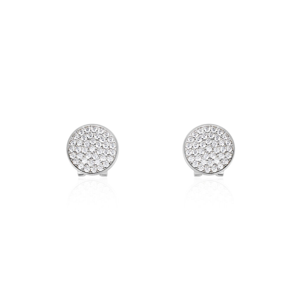 Boucles D'oreilles Puces Darwin Argent Blanc Oxyde - Boucles d'oreilles fantaisie Femme | Histoire d’Or