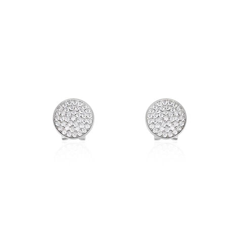 Boucles D'oreilles Puces Darwin Argent Blanc Oxyde - Boucles d'oreilles fantaisie Femme | Histoire d’Or