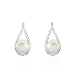 Boucles D'oreilles Pendantes Loren Argent Blanc Perle De Culture - Boucles d'oreilles fantaisie Femme | Histoire d’Or
