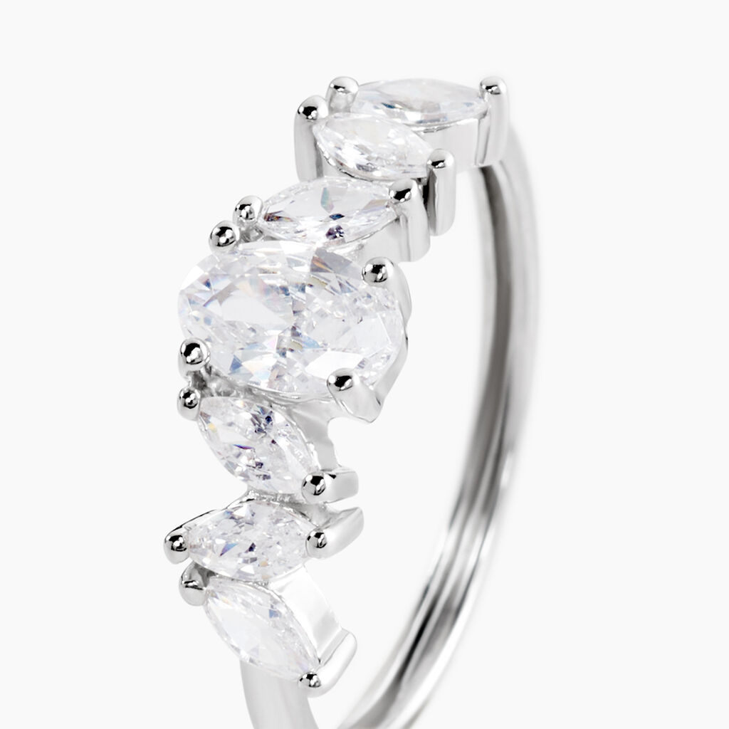Bague Eclat D'Aurore Argent Blanc Oxyde De Zirconium - Bagues solitaires Femme | Histoire d&rsquo;Or