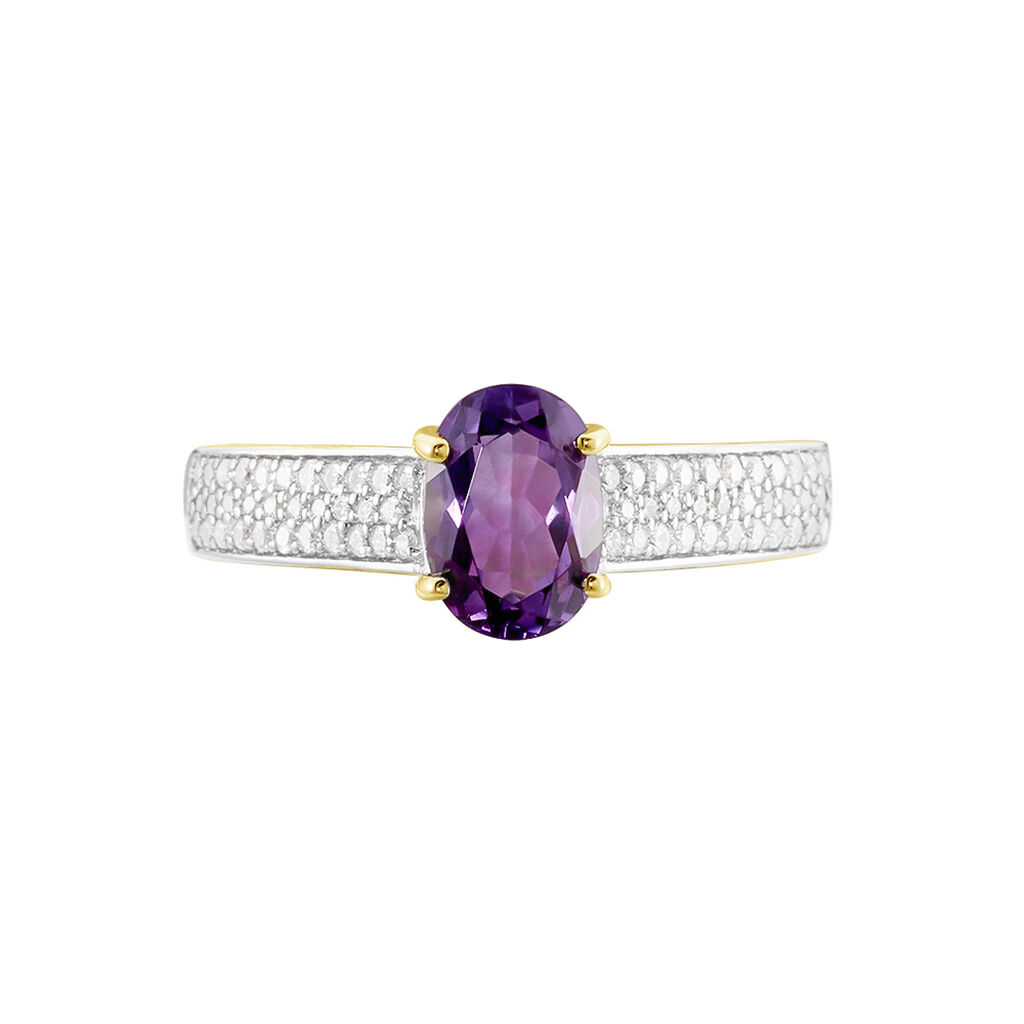 Bague Solitaire Crista Or Jauneamethyste Et Oxyde - Bagues solitaires Femme | Histoire d’Or