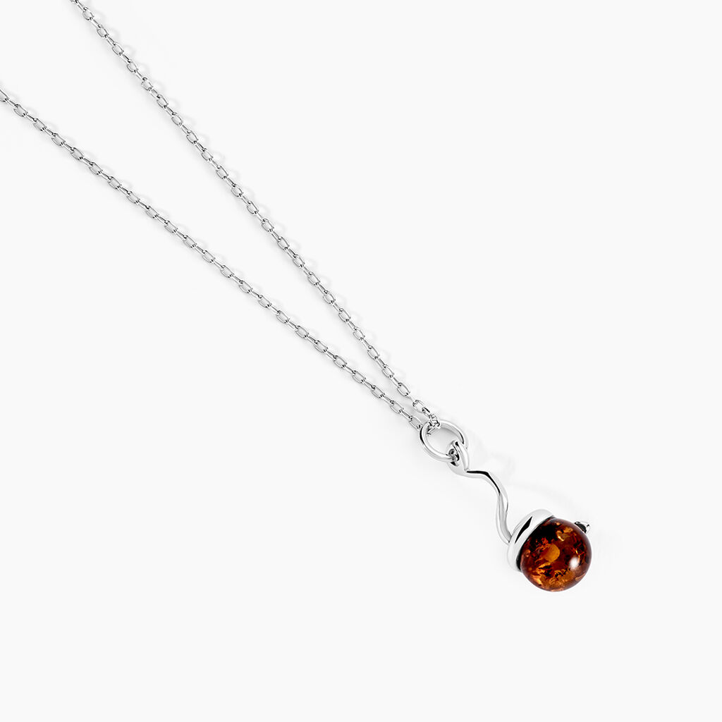 Collier Famata Argent Blanc Ambre - Colliers fantaisie Femme | Histoire d&rsquo;Or