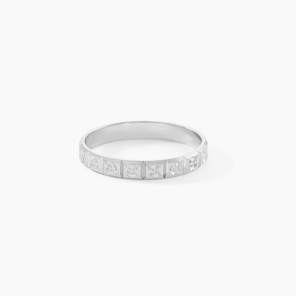 Alliance Marya Carree Diamantee Ruban Plat Or Blanc - Alliances Unisex | Histoire d&rsquo;Or