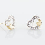 Boucles D'oreilles Puces Daria Double Coeurs Or Jaune Oxyde - Clous d'oreilles Femme | Histoire d&rsquo;Or