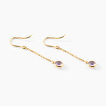 Boucles D'Oreilles Pendantes Arenale Argent Dor&eacute; A L'Or 750/1000 Am&eacute;thyste - Boucles d'oreilles pendantes Femme | Histoire d&rsquo;Or