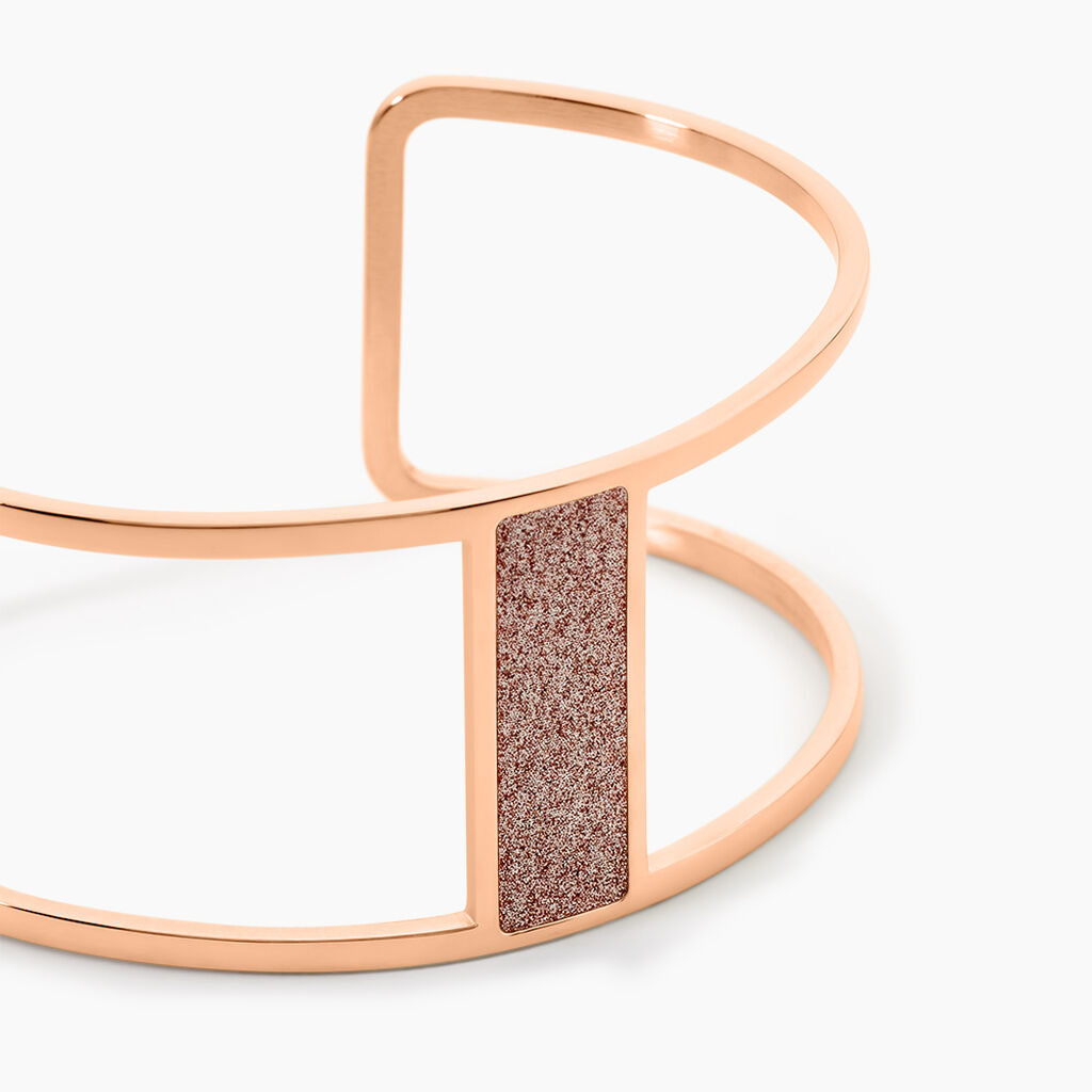 Bracelet Manchette Acier Rose Maria - Bracelets manchettes Femme | Histoire d&rsquo;Or