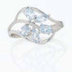 Bague Orchidee Or Blanc Topaze Oxyde De Zirconium - Bagues avec pierre Femme | Histoire d&rsquo;Or