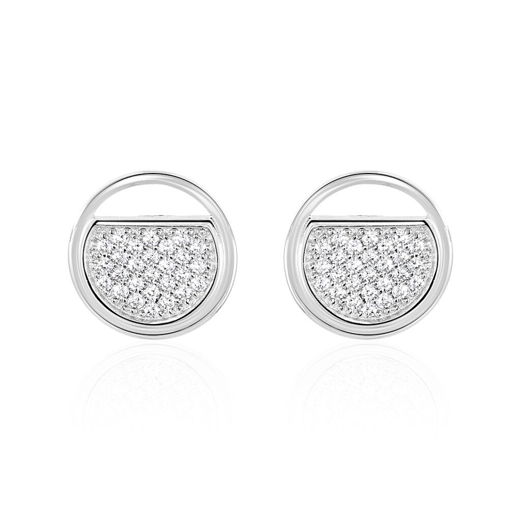 Boucles D'oreilles Puces Laetizia Clara Argent  Oxyde De Zirconium - Boucles d'oreilles fantaisie Femme | Histoire d’Or