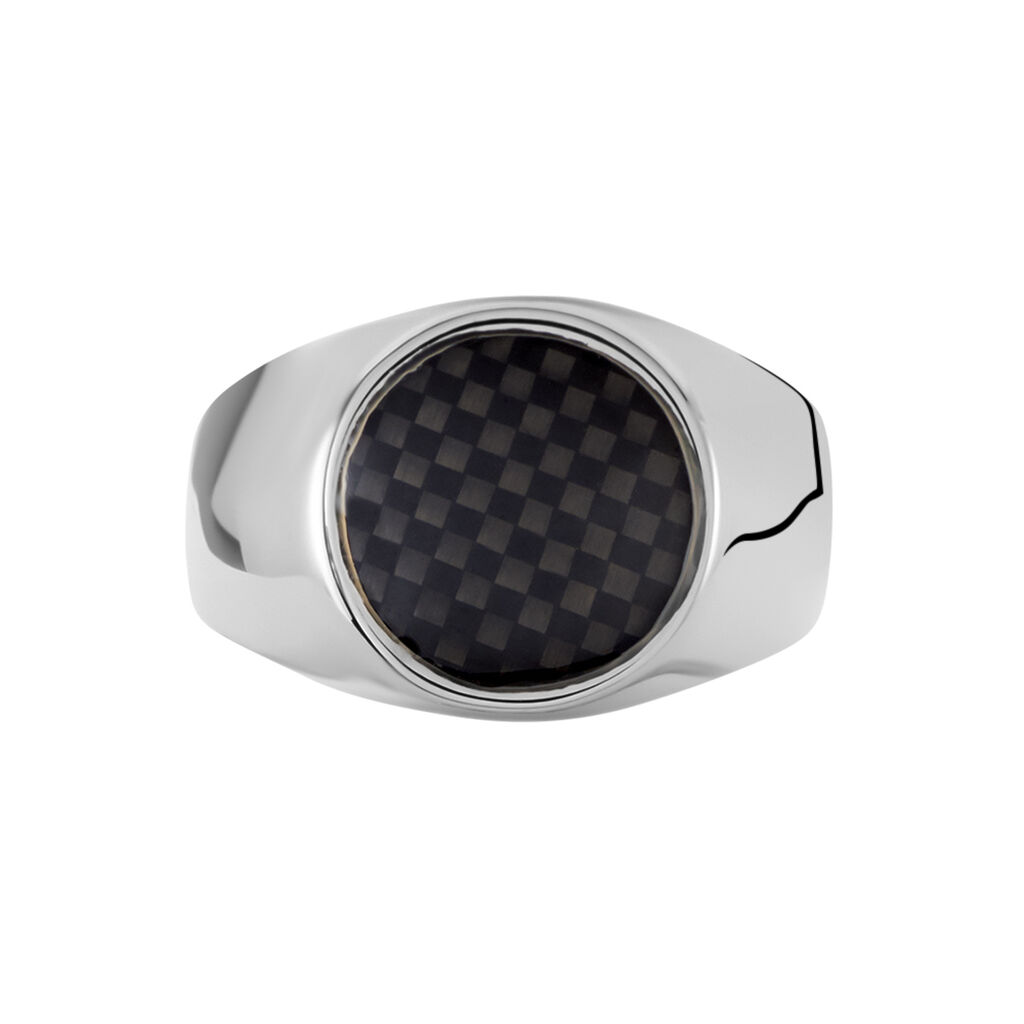 Bague Jourdan Homme Arecibo Acier Blanc Carbone - Bagues fantaisie Homme | Histoire d&rsquo;Or