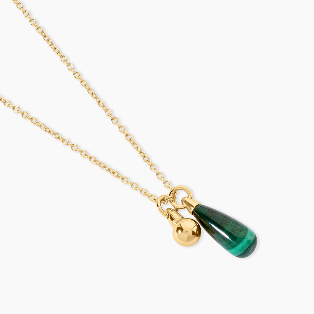 Collier Mala&iuml;ka Argent Dor&eacute; A L'Or 750/1000 Malachite - Colliers Femme | Histoire d&rsquo;Or