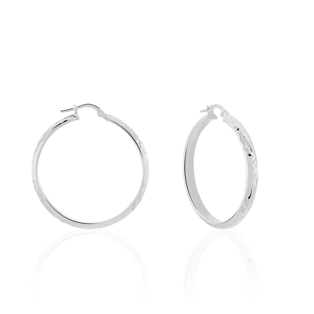 Créoles Argent Blanc Esmee - Boucles d'oreilles créoles Femme | Histoire d’Or