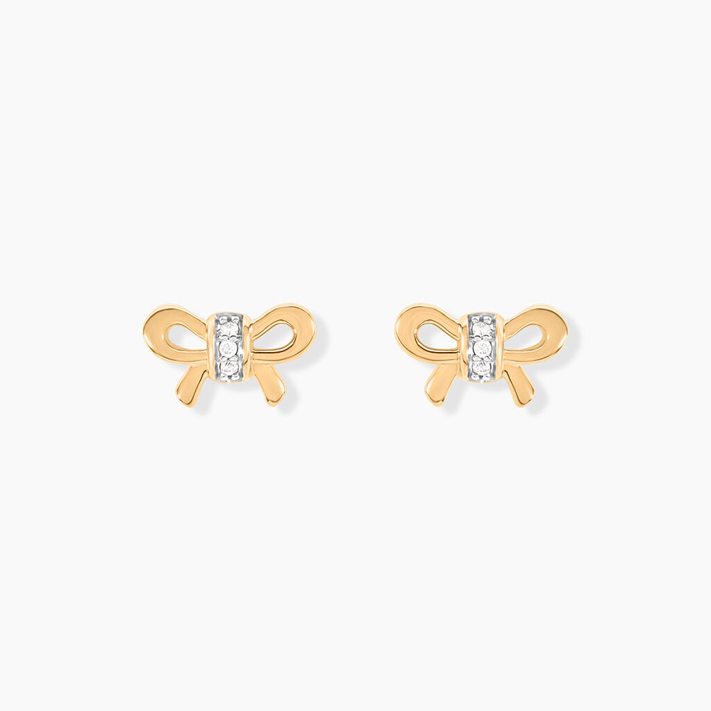 Boucles D'oreilles Puces Hisae Plaqué Or Jaune Oxyde De Zirconium - Nouveautés Femme | Histoire d’Or
