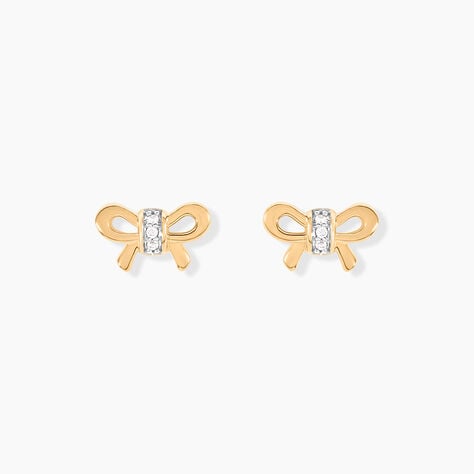 Boucles D'oreilles Puces Hisae Plaqué Or Jaune Oxyde De Zirconium - Nouveautés Femme | Histoire d’Or